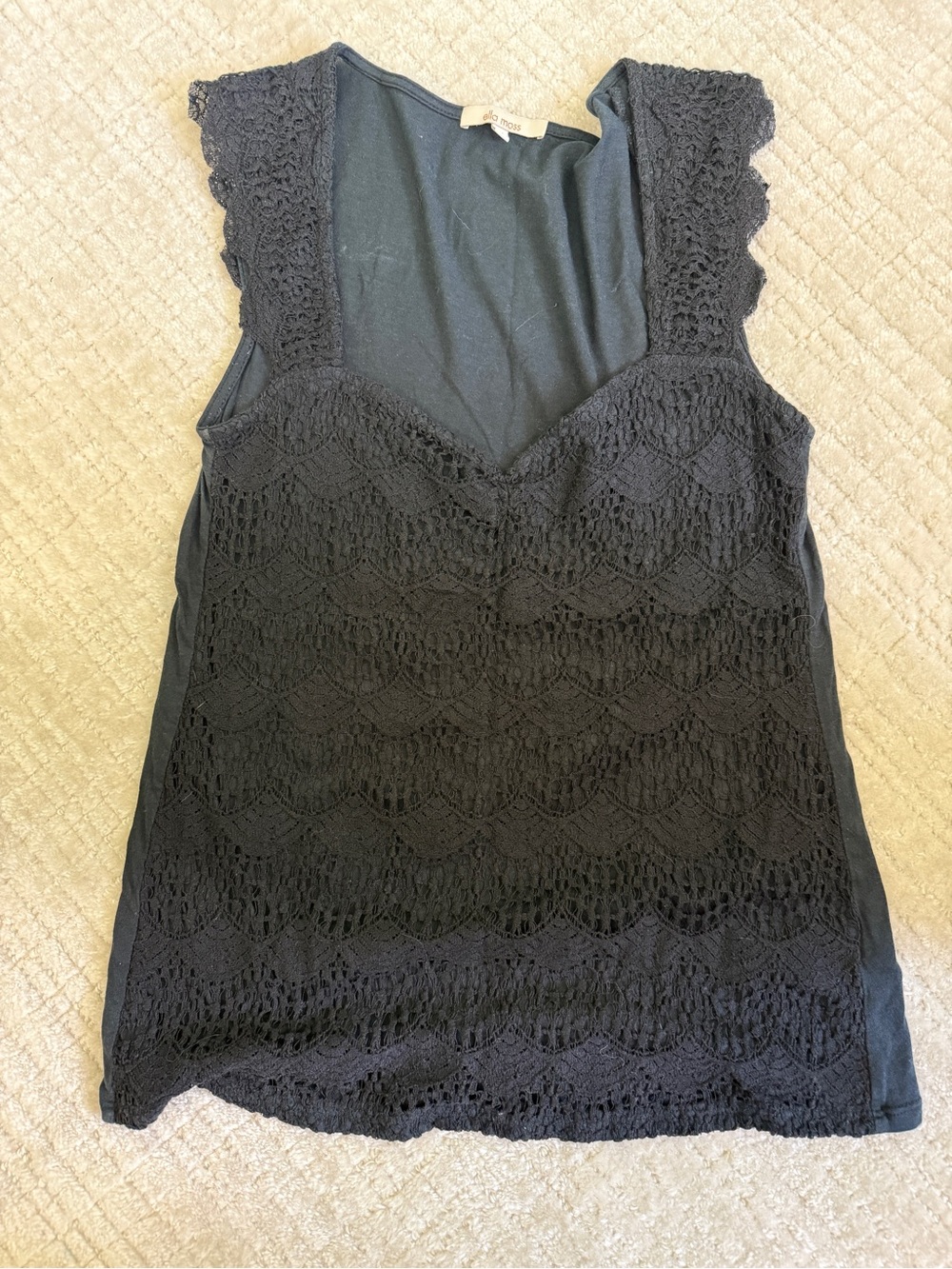 Ella Moss Navy Blue Crochet V-Neck Camisole